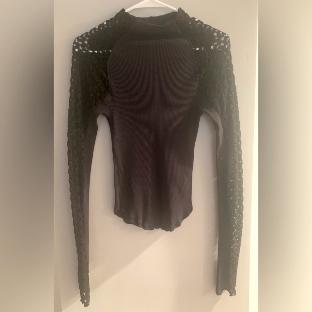 Free People Chic Black Knit Top